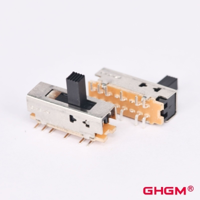 GH25D01 Slide Switch Double Pole Double Throw (DPDT), 5 position, SMD/DIP slide switch, 180° handle direction