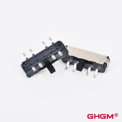 GH13D20 DPDT miniature slide switch 90° / 180° handle direction, Slide Switch Double Pole Double Throw (DPDT), 3 position, SMD/DIP slide switch